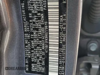 2017 Toyota Camry XLE z VIN 4T1BF1FK9HU779615, wystawiony jako Copart lot #59156995 z przebiegiem 99 756 mil mil oraz Szkoda całkowita • Salvage title. Historia ofert i sprzedaży dostępna na DreamBid. Obrazek 12.
