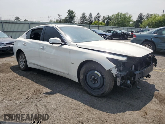 2018 Infiniti Q50 Luxe z VIN JN1EV7AP9JM363812, wystawiony jako Copart lot #59270605 z przebiegiem Nie podano mil oraz Szkoda całkowita • Salvage title. Historia ofert i sprzedaży dostępna na DreamBid. Obrazek 4.