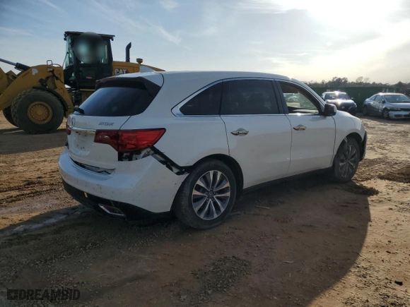 2016 Acura MDX w/Tech with VIN 5FRYD3H40GB013762, listed as a Copart auction lot 45000205 with 0 mi miles and Salvage Title. Bid and sale history available at carsss.com. Image 3.