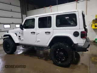 2022 Jeep Wrangler Unlimited Sahara with VIN 1C4HJXEG7NW172299, listed as a Copart auction lot 43535965 with 19,709 mi miles and Salvage Title. Bid and sale history available at DreamBid. Image 2.