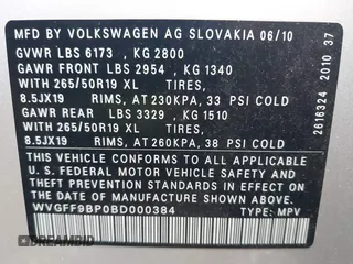 2011 Volkswagen Touareg Sport z VIN WVGFF9BP0BD000384, wystawiony jako IAAI lot #42316945 z przebiegiem 157 200 mil mil oraz . Historia ofert i sprzedaży dostępna na DreamBid. Obrazek 9.