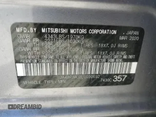 2020 Mitsubishi Outlander ES with VIN JA4AP3AU2LU030692, listed as a Copart auction lot 57047345 with 78,396 mi miles and Salvage title. Bid and sale history available at DreamBid. Image 12.