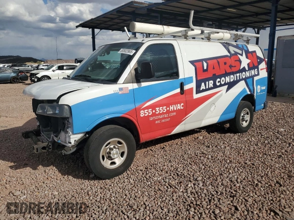 2022 Chevrolet Express Cargo z VIN 1GCWGAFP2N1291652, wystawiony jako Copart lot #63129415 z przebiegiem 51 110 mil mil oraz Szkoda całkowita • Salvage title. Historia ofert i sprzedaży dostępna na DreamBid. Obrazek 1.