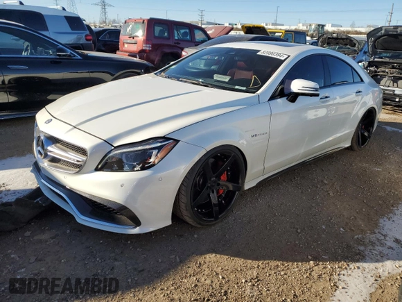 2015 Mercedes-Benz CLS-Class CLS 63 AMG S-Model with VIN WDDLJ7GBXFA156050, listed as a Copart auction lot 82990394 with 54,454 mi miles and Salvage Title. Bid and sale history available at carsss.com. Image 1.