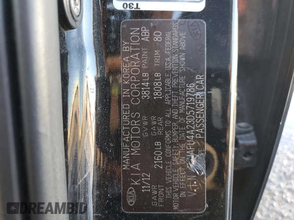2013 Kia Forte EX with VIN KNAFU4A23D5719786, listed as a Copart auction lot 69278684 with 185,718 mi miles and Salvage Title. Bid and sale history available at carsss.com. Image 12.