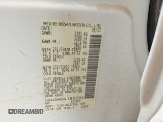 2017 Nissan Murano S with VIN 5N1AZ2MH0HN185795, listed as a IAAI auction lot 41557000 with 182,687 mi miles and . Bid and sale history available at DreamBid. Image 9.