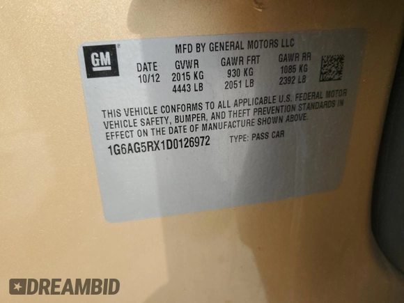 2013 Cadillac ATS с VIN 1G6AG5RX1D0126972, выставлен на аукционе Copart как лот 66549515 с пробегом 169 562 миль миль и Чистый • Clean title. История ставок и продаж доступна на DreamBid. Изображение 12.