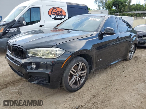 2015 BMW X6 xDrive35i with VIN 5UXKU2C50F0F94731, listed as a Copart auction lot 61715033 with 101,886 mi miles. Bid and sale history available at carsss.com. Image 1.