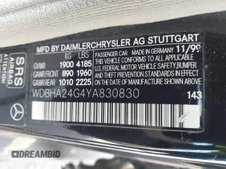 2000 Mercedes-Benz C 230 Kompressor with VIN WDBHA24G4YA830830, listed as a IAAI auction lot 41242224 with 256,011 mi miles and . Bid and sale history available at carsss.com. Image 9.