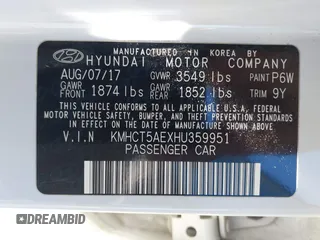 2017 Hyundai Accent SE with VIN KMHCT5AEXHU359951, listed as a IAAI auction lot 41761289 with 97,055 mi miles. Bid and sale history available at carsss.com. Image 9.
