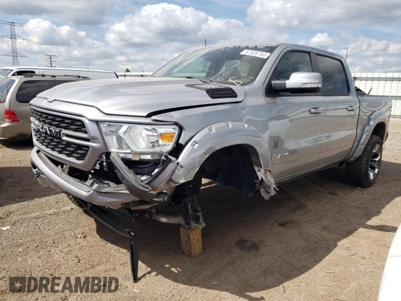 2022 Ram 1500 Big Horn with VIN 1C6SRFFT0NN135872, listed as a Copart auction lot 67926764 with 26,976 mi miles and Salvage title. Bid and sale history available at DreamBid. Image 1.
