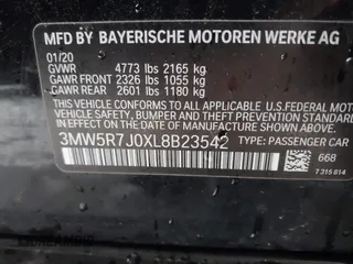 2020 BMW 3 Series 330i xDrive with VIN 3MW5R7J0XL8B23542, listed as a IAAI auction lot 40267310 with 1 mi miles. Bid and sale history available at carsss.com. Image 9.