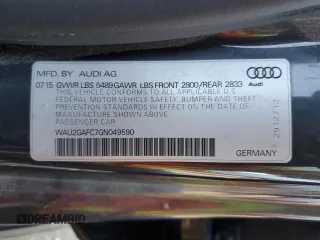 2016 Audi A7 3.0 Prestige with VIN WAU2GAFC7GN049590, listed as a Copart auction lot 68731742 with 109,209 mi miles. Bid and sale history available at carsss.com. Image 13.
