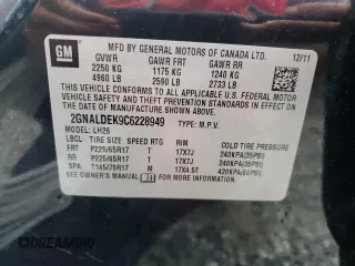 2012 Chevrolet Equinox 1LT z VIN 2GNALDEK9C6228949, wystawiony jako Copart lot #58571985 z przebiegiem 232 398 mil mil oraz Szkoda całkowita • Salvage title. Historia ofert i sprzedaży dostępna na DreamBid. Obrazek 14.