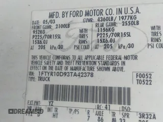 2003 Ford Ranger XL with VIN 1FTYR10D93TA42378, listed as a IAAI auction lot 42049957 with 0 mi miles. Bid and sale history available at carsss.com. Image 9.