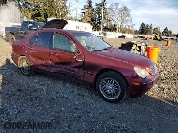 2002 Mercedes-Benz C 230/260/280/320 with VIN WDBRF61J32E003687, listed as a Copart auction lot 47209285 with 156,561 mi miles and Salvage Title. Bid and sale history available at DreamBid. Image 4.