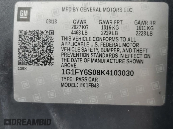 2019 Chevrolet Bolt EV LT with VIN 1G1FY6S08K4103030, listed as a Copart auction lot 54392305 with 191,103 mi miles and Clean Title. Bid and sale history available at carsss.com. Image 13.