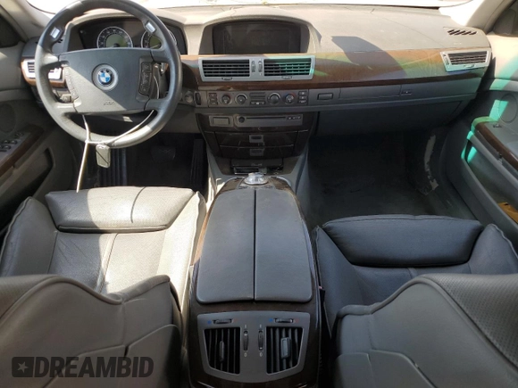 2005 BMW 7 Series 745Li with VIN WBAGN63535DS58696, listed as a Copart auction lot 57582104 with Not Provided miles and Clean Title. Bid and sale history available at DreamBid. Image 8.