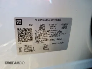2024 GMC Acadia FWD Elevation z VIN 1GKENKKSXRJ236474, wystawiony jako Copart lot #88507295 z przebiegiem 4 850 mil mil oraz Szkoda całkowita • Salvage title. Historia ofert i sprzedaży dostępna na DreamBid. Obrazek 13.