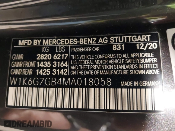 2021 Mercedes-Benz S 580 z VIN W1K6G7GB4MA018058, wystawiony jako IAAI lot #42216352 z przebiegiem 4 445 mil mil oraz . Historia ofert i sprzedaży dostępna na DreamBid. Obrazek 9.