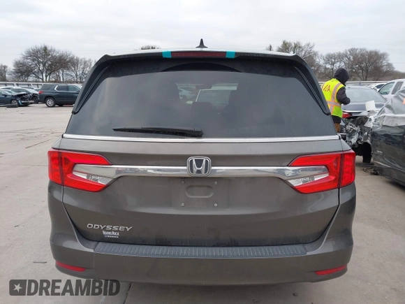 2018 Honda Odyssey EX-L with VIN 5FNRL6H75JB044789, listed as a IAAI auction lot 41625002 with 58,033 mi miles and . Bid and sale history available at DreamBid. Image 16.