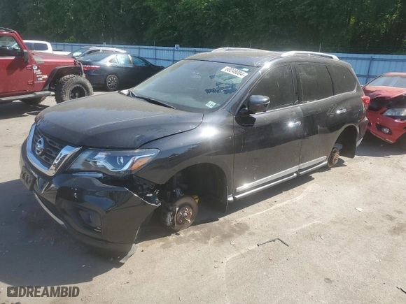 2019 Nissan Pathfinder SV with VIN 5N1DR2MM6KC629789, listed as a Copart auction lot 80566844 with 0 mi miles and Salvage Title. Bid and sale history available at carsss.com. Image 1.