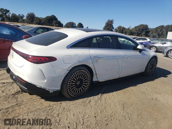 2022 Mercedes-Benz EQS with VIN W1KCG2DB5NA016394, listed as a Copart auction lot 78025024 with 12,621 mi miles and Salvage Title. Bid and sale history available at carsss.com. Image 3.