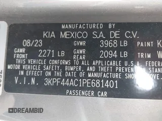 2023 Kia Forte GT with VIN 3KPF44AC1PE681401, listed as a IAAI auction lot 41884000 with 25,211 mi miles and . Bid and sale history available at carsss.com. Image 9.