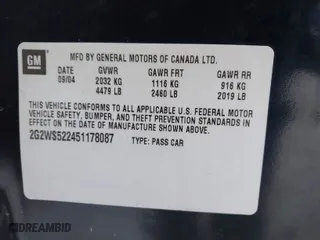2005 Pontiac Grand Prix GT with VIN 2G2WS522451178087, listed as a IAAI auction lot 41033584 with 88,554 mi miles. Bid and sale history available at carsss.com. Image 9.