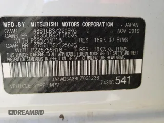 2020 Mitsubishi Outlander SE z VIN JA4AD3A38LZ021238, wystawiony jako Copart lot #48389905 z przebiegiem 162 038 mil mil oraz Szkoda całkowita • Salvage title. Historia ofert i sprzedaży dostępna na DreamBid. Obrazek 16.