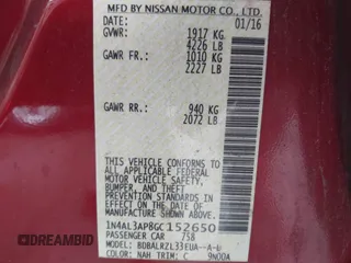 2016 Nissan Altima SV with VIN 1N4AL3AP8GC152650, listed as a IAAI auction lot 40471606 with 146,602 mi miles and . Bid and sale history available at DreamBid. Image 9.