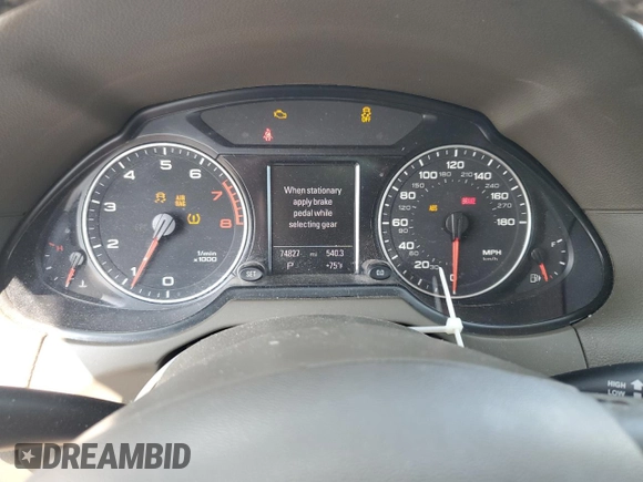 2012 Audi Q5 Premium Plus with VIN WA1DKAFP3CA133981, listed as a Copart auction lot 61937765 with 74,827 mi miles and Salvage title. Bid and sale history available at DreamBid. Image 9.