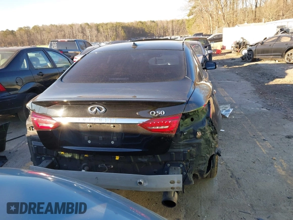 2019 Infiniti Q50 3.0t LUXE with VIN JN1EV7AP7KM518181, listed as a IAAI auction lot 41355248 with 161,514 mi miles. Bid and sale history available at carsss.com. Image 17.