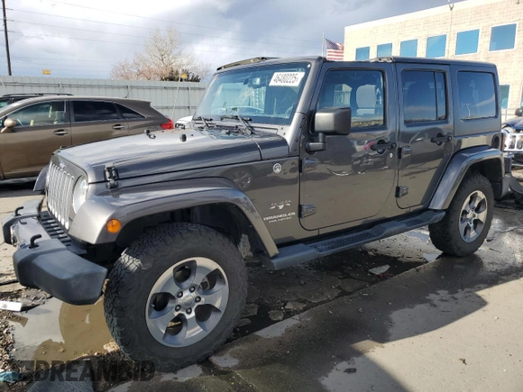 2017 Jeep Wrangler Unlimited Sahara with VIN 1C4HJWEG4HL615069, listed as a Copart auction lot 46480225 with 104,723 mi miles and Salvage title. Bid and sale history available at DreamBid. Image 1.