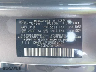 2015 Hyundai Genesis 3.8L with VIN KMHGN4JE4FU014997, listed as a IAAI auction lot 41166300 with 220,328 mi miles. Bid and sale history available at carsss.com. Image 9.
