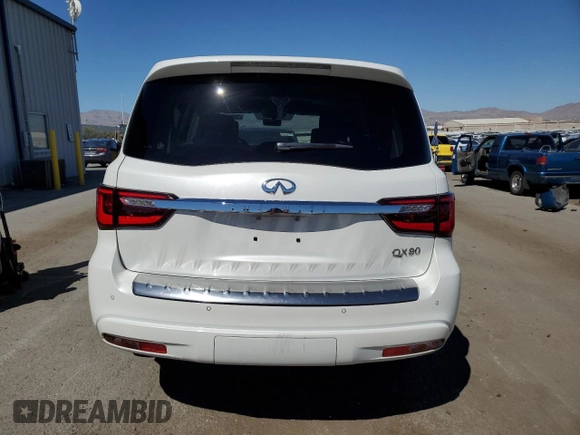 2019 Infiniti QX80 LUXE with VIN JN8AZ2NE5K9227830, listed as a Copart auction lot 72000144 with 46,387 mi miles and Salvage Title. Bid and sale history available at carsss.com. Image 6.