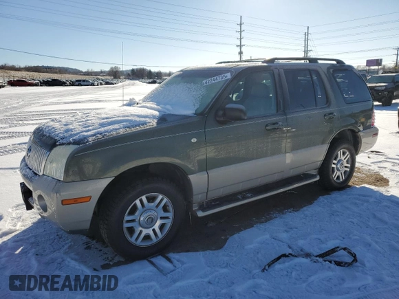 2004 Mercury Mountaineer Convenience z VIN 4M2ZU86K04ZJ43478, wystawiony jako Copart lot #42244735 z przebiegiem 190 892 mil mil oraz Szkoda całkowita • Salvage title. Historia ofert i sprzedaży dostępna na DreamBid. Obrazek 1.
