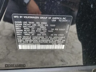 2025 Volkswagen Atlas SEL Premium R-Line z VIN 1V2FR2CA8SC512394, wystawiony jako Copart lot #52799785 z przebiegiem 1 780 mil mil oraz Szkoda całkowita • Salvage title. Historia ofert i sprzedaży dostępna na DreamBid. Obrazek 13.