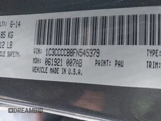 2015 Chrysler 200 C with VIN 1C3CCCCB8FN545379, listed as a IAAI auction lot 41646308 with 169,082 mi miles. Bid and sale history available at carsss.com. Image 9.