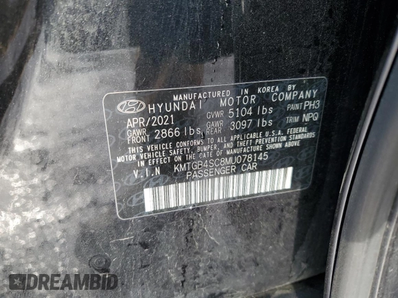 2021 Genesis G80 2.5T z VIN KMTGB4SC8MU078145, wystawiony jako Copart lot #47362105 z przebiegiem 45 642 mil mil oraz Szkoda całkowita • Salvage title. Historia ofert i sprzedaży dostępna na DreamBid. Obrazek 14.