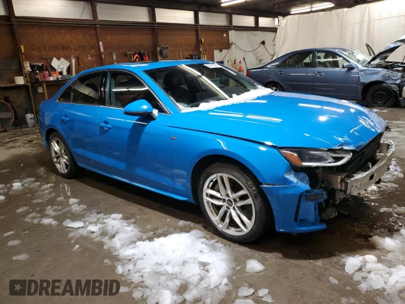 2021 Audi A4 S line Premium with VIN WAUDAAF46MA028574, listed as a Copart auction lot 45110955 with 39,113 mi miles and Salvage Title. Bid and sale history available at DreamBid. Image 4.