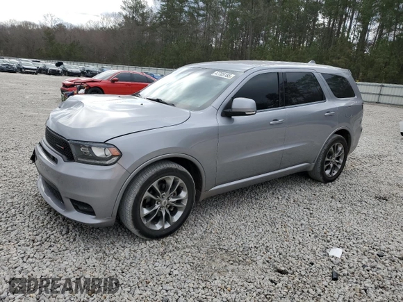 2019 Dodge Durango GT Plus with VIN 1C4RDHDG0KC721180, listed as a Copart auction lot 47705185 with 90,305 mi miles and Salvage Title. Bid and sale history available at carsss.com. Image 1.