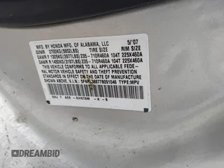 2007 Honda Odyssey Touring z VIN 5FNRL38877B091046, wystawiony jako IAAI lot #42187965 z przebiegiem Nie podano mil oraz . Historia ofert i sprzedaży dostępna na DreamBid. Obrazek 9.
