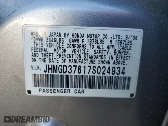 2007 Honda Fit Sport with VIN JHMGD37617S024934, listed as a Copart auction lot 78197174 with 227,377 mi miles and Salvage Title. Bid and sale history available at carsss.com. Image 12.