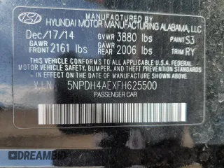 2015 Hyundai Elantra SE with VIN 5NPDH4AEXFH625500, listed as a Copart auction lot 45557515 with 183,311 mi miles and Salvage Title. Bid and sale history available at carsss.com. Image 12.