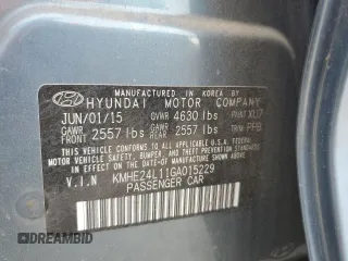 2016 Hyundai Sonata SE with VIN KMHE24L11GA015229, listed as a Copart auction lot 54944115 with 95,819 mi miles and Salvage Title. Bid and sale history available at DreamBid. Image 12.