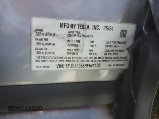 2024 Tesla Model S с VIN 5YJSA1E56RF541102, выставлен на аукционе Copart как лот 42584275 с пробегом Не указан миль и Списание • Salvage title. История ставок и продаж доступна на DreamBid. Изображение 14.