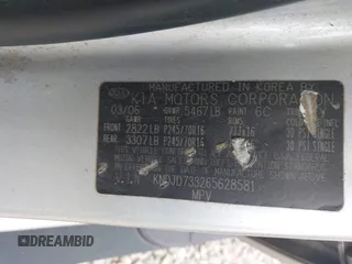 2006 Kia Sorento LX z VIN KNDJD733265628581, wystawiony jako IAAI lot #42254270 z przebiegiem 187 286 mil mil oraz . Historia ofert i sprzedaży dostępna na DreamBid. Obrazek 9.