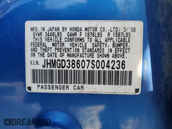 2007 Honda Fit Sport with VIN JHMGD38607S004236, listed as a Copart auction lot 52781415 with 313,559 mi miles and Salvage Title. Bid and sale history available at carsss.com. Image 14.