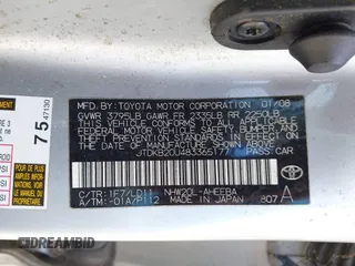 2008 Toyota Prius with VIN JTDKB20U483365177, listed as a IAAI auction lot 42224591 with 114,650 mi miles and . Bid and sale history available at carsss.com. Image 9.